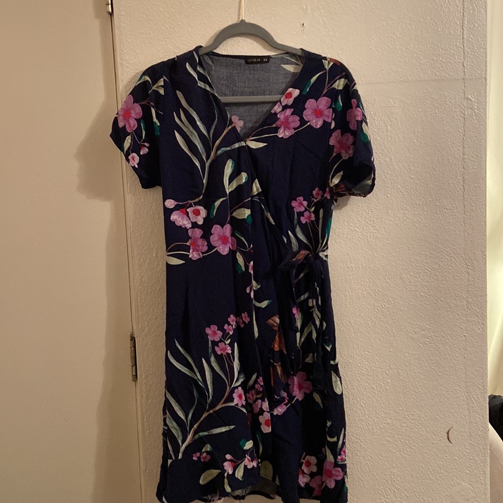 Blue Floral Wrap Dress